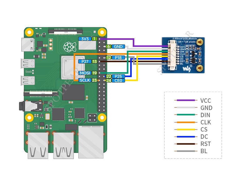 0.85" SPI IPS Color LCD Display 128x128 for Arduino & Raspberry Pi