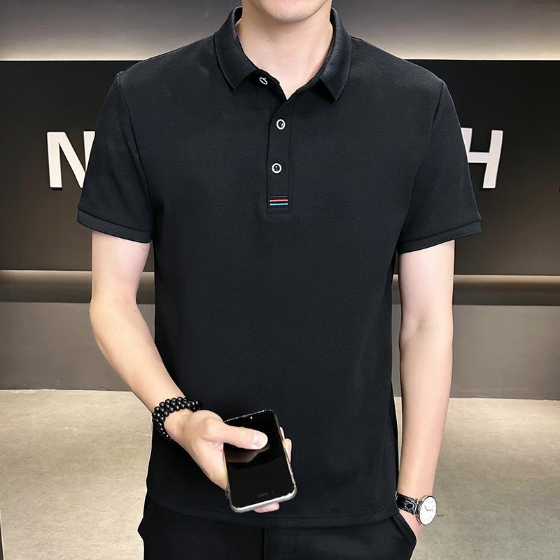 Хлопковая рубашка поло с короткими рукавами, мужская повседневная универсальная качественная рубашка с отложным воротником