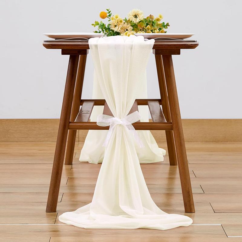 Шифоновая дорожка для стола цвета слоновой кости, прозрачная тканевая занавеска, романтическая свадебная арка для Дня благодарения, украшения для рождественского девичника