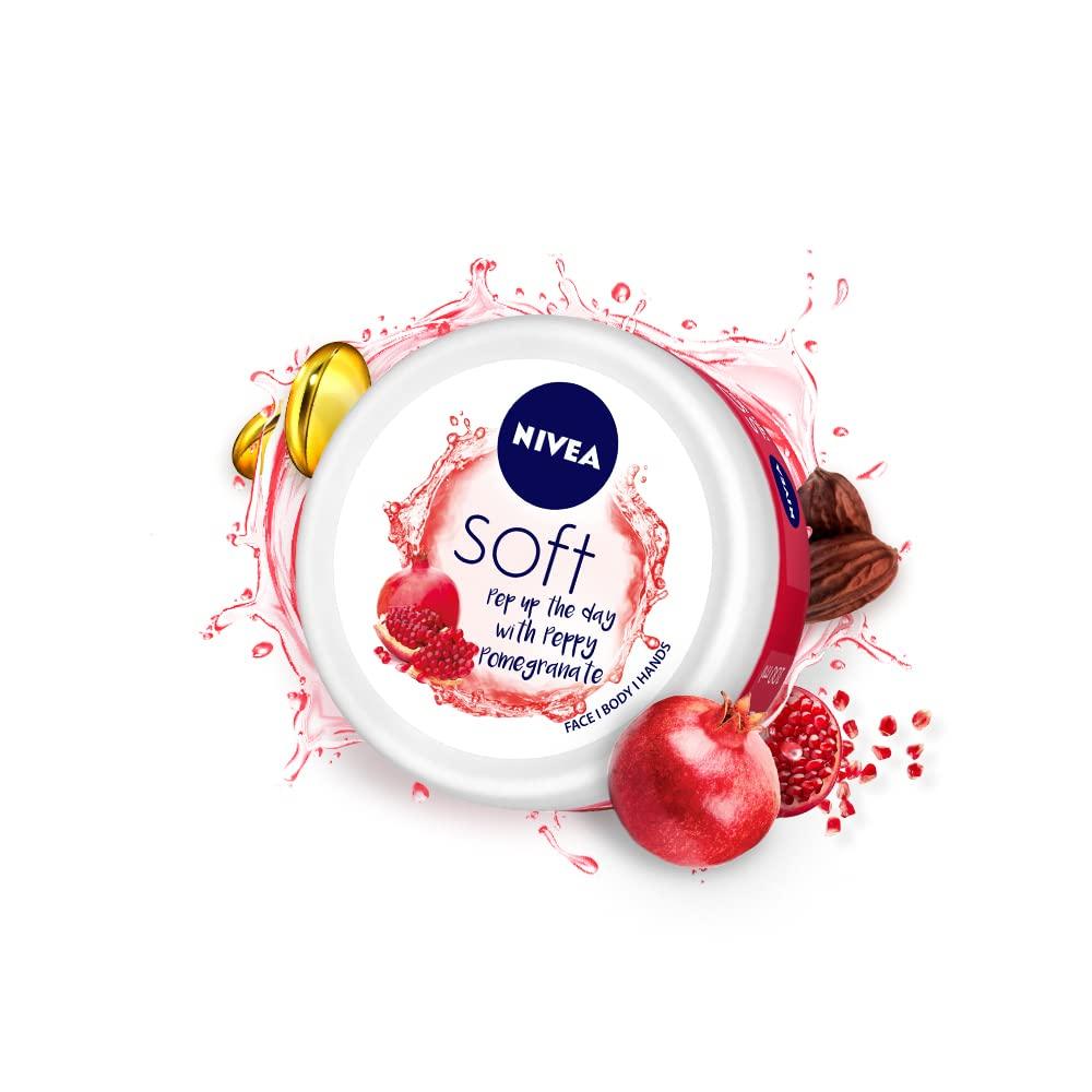 Nivea Легкий увлажняющий крем 200 мл | Бодрящий гранат | Для лица, рук и тела, Мгновенное увлажнение | Нежирный крем | Витамин Е и масло жожоба