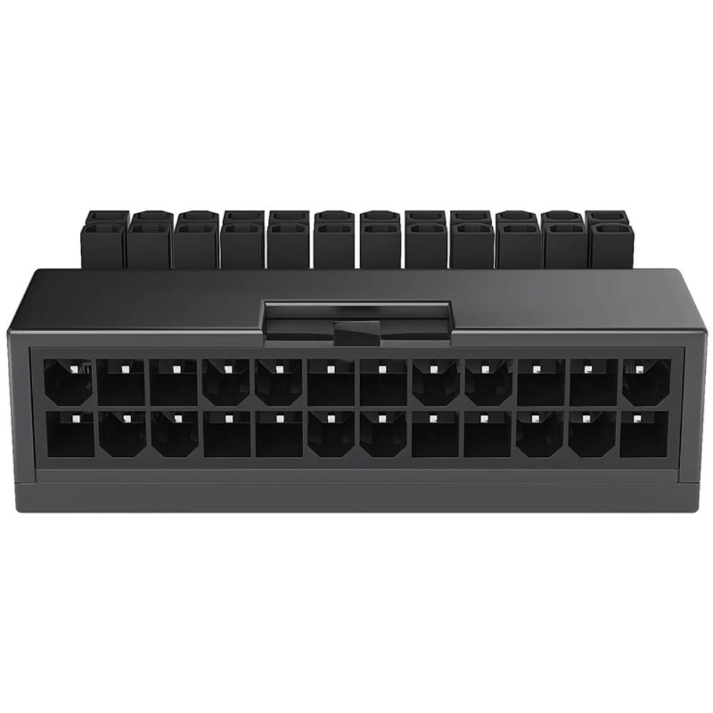 ATX 24Pin 90 Degree Power Plug Adapter Mainboard Connector Modular Insulated Cable DIY MOD Cable Management Mounting Accessories