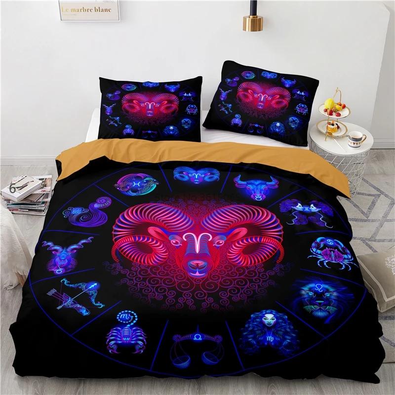 Zodiac Constellation Starry Sky Printed Duvet Cover Set Pillowcase 3d Bedding Set Europe/Australia/USA Twin Full Queen King Size