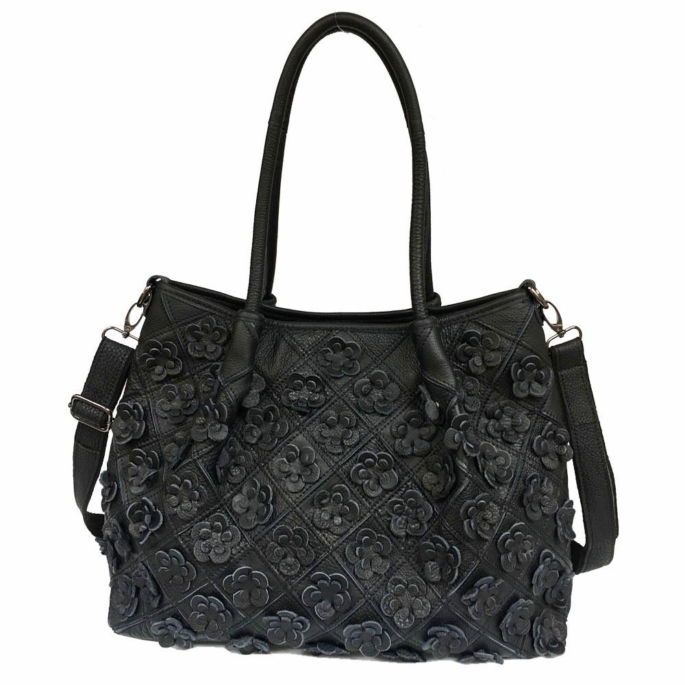 Винтажная женская сумка кроссбоди из натуральной кожи с цветочным принтом – ромбовидный узор, универсальная и повседневная