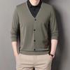 Fake Two-piece Men's Shirt Collar Sweater Spring and Autumn Casual Versatile Sweater Middle-aged Dad Wear Fashionable Sweater