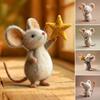 Felt Mouse with Star Handmade Cute Felt Mouse Figurine Mouse Holding Star Wand Ornament for Fall Home Decor Christmas Stocking Stuffer