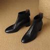 Модные новые осенние женские ботинки из натуральной кожи, модные ботинки с круглым носком для женщин, короткие ботинки, ботильоны, массивные каблуки, черные, коричневые