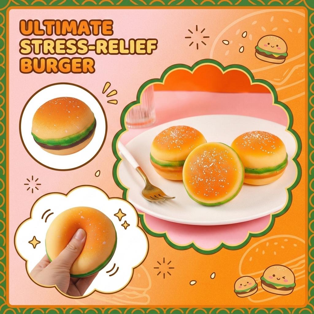 Simulated Burger Creative Stress Relief Toy Soft Rubber Squeezing Fun