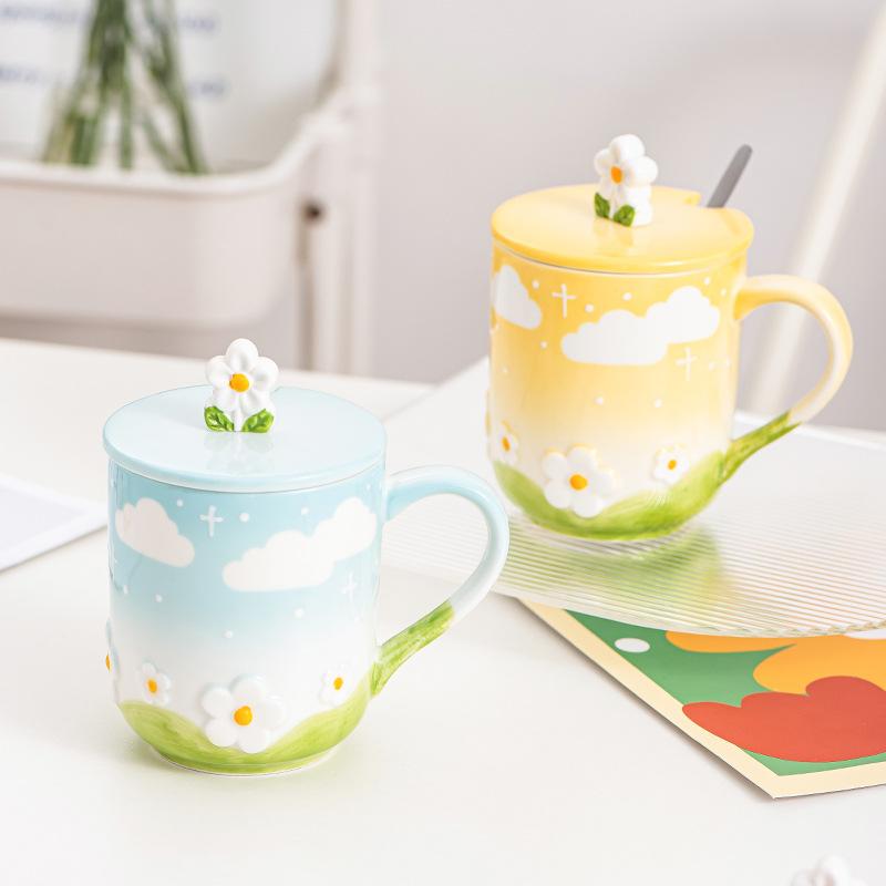 Ceramic Coffee Mug Creative Flower Cup for Office and Home Christmas Birthday Surprise for Friends Family or Flower Lovers