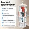 4 Tier Rotating Bookshelf 360 Spinning Bookcase, Kids Storage Organizer for Books Toys, Modern White PVC Freestanding Shelf