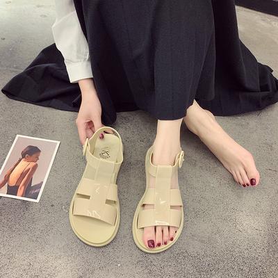 Полые женские сандалии летняя одежда на плоской подошве женские пляжные сандалии, повседневные модные сандалии с пряжкой женские