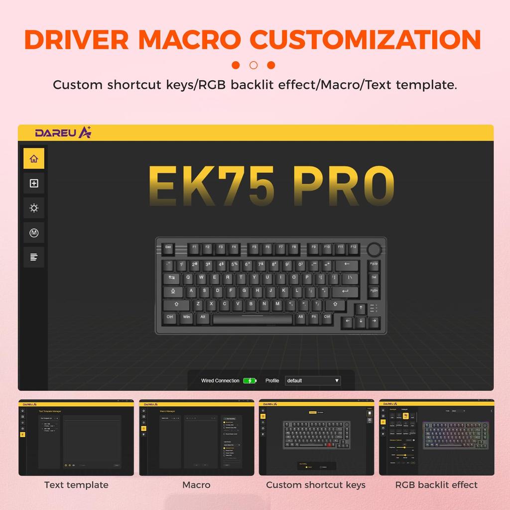 DAREU EK75PRO Gaming Keyboard Wireless Cherry Pink Tenkeyless USB Connectable Gasket Mount 81 Keys English Layout Cute RGB Mechanical Keyboard Hot