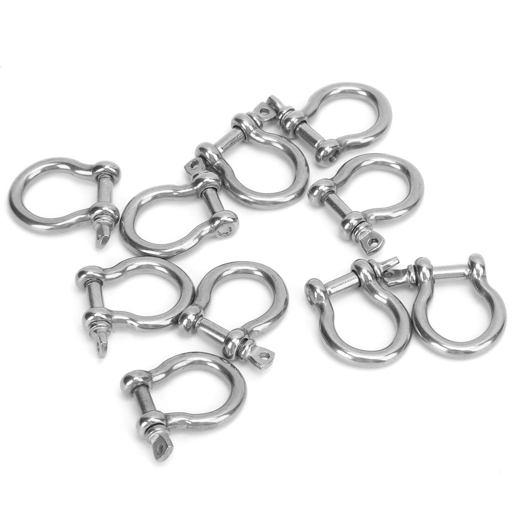 10 шт. Дужка такелажная (bow shackle) из нержавеющей стали, высокая твердость, D-образное кольцо, якорь для кемпинга, пешего туризма, активного отдыха(M4 60 кг Нагрузка )