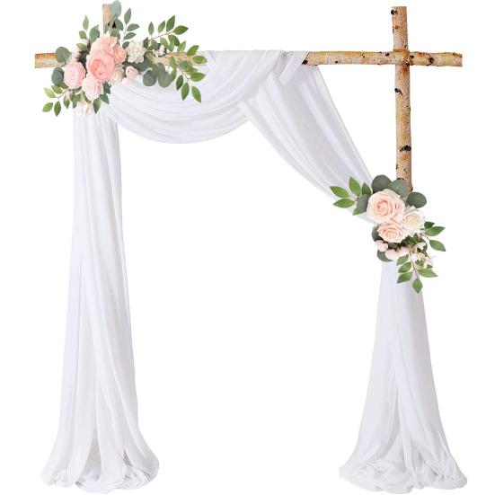 Wedding Arch Drape Curtain Draping Ceremony Reception Hanging Decoration Veil Seaside Background Decor for Banquets Engagements Parties