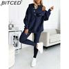 BITCED Женский спортивный костюм: худи, облегающий жилет в толстый рубчик и брюки, комплект из трех предметов