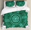 Mandala Duvet Cover Set Boho Lotus Flower Microcosm Motif Unique Retro Green Theme Double Queen King Size Polyester Qulit Cover