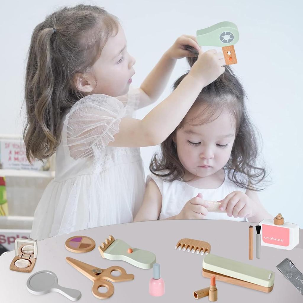 Wesfen деревянная развивающая игрушка-косметика для девочек 9 лет, косметичка, легкая, 16 предметов, ролевые рождественские игрушки, игрушка, набор, 6, 7, 8, старый, подарок, косметика,