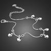 925 Silver Heart Ankle Pendant Beaded Foot Jewelry Summer Beach On Foot Ankle Bracelets For Women Leg Chain