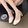 Fashion High Heels Women's Sandals Square Toe Buckle Pumps Fad Slingback Shoes 2025 Summer New Brand Chunky Shallow