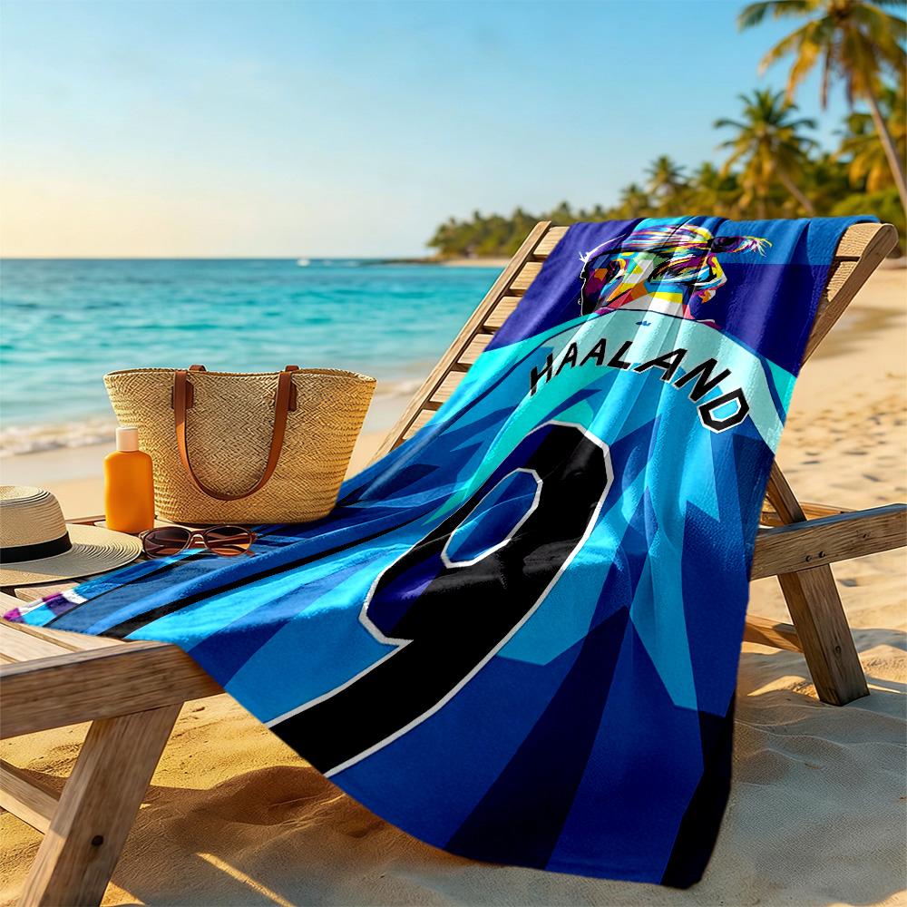Haaland Enthusiasts Beach Towel Super Soft Microfiber Quickdry Fabric Comfortable Lightweight Suitable for Swimming, Gym, Camping, Yoga Vacation