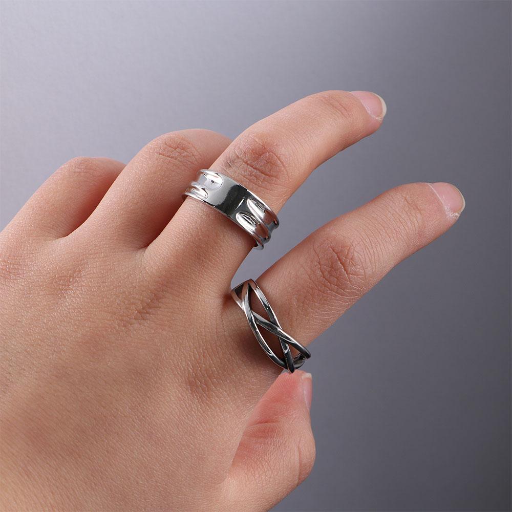 Day Gift Personality Korean Style Jewelry Men Geometric Ring Punk Finger Buckle Line Ring