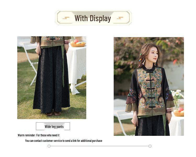 Китайский ретро вышитый жилет на лямках с лягушачьими пуговицами - Кардиган куртка высокого класса