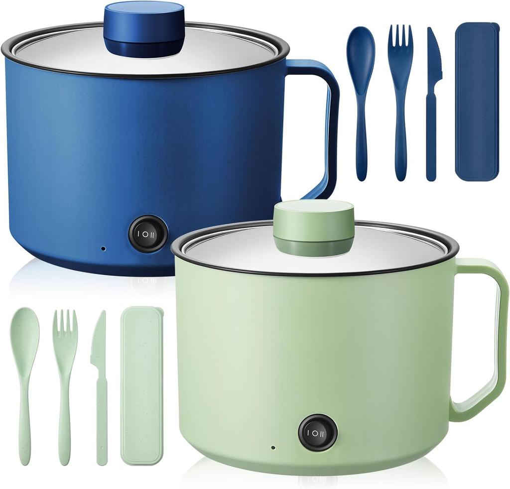 Cooker Hot Pot Electric Dual Power Noodle Cooker, Boil Dry Protection, Nonstick,