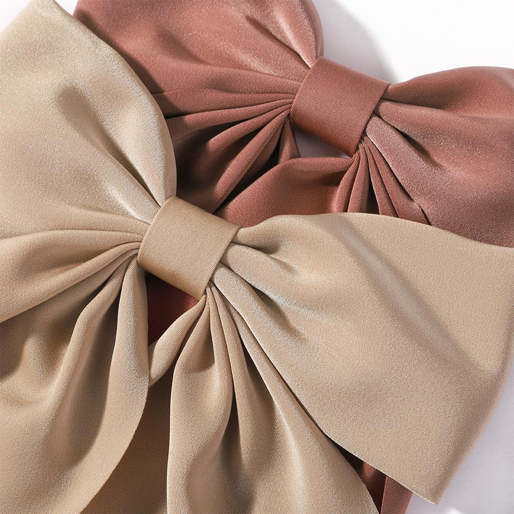 Chiffon Bow Hair Clip Women Large Bowknot Stain Hairpin Girls Solid Color Ponytail Clip Hair Accessories Headwear Gift