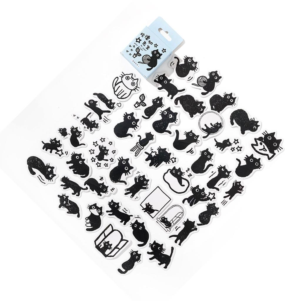 45pcs Cat Theme Sticker Self Adhesive DIY Kawaii Decorative Stickers for Calendar Notebook