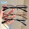 3 Pairs of Frameless Reading Glasses with Comfortable and Lightweight Design, Rectangular Elegant Edge-cut Reading Glasses
