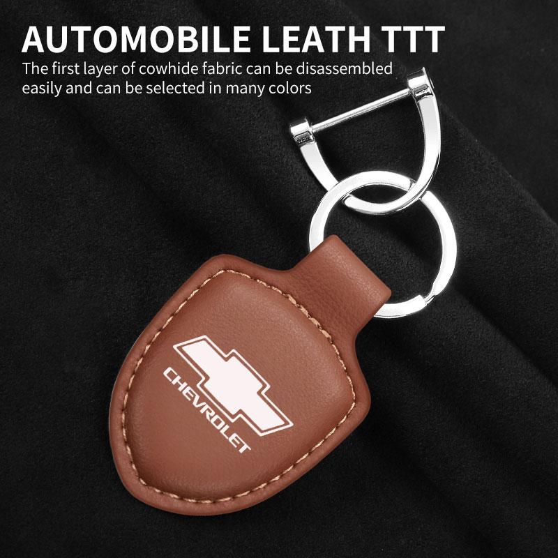 AABHN1 Car Shield Leather Keychain Key Ring Pendant Holder Gift for Chevrolet Accessories
