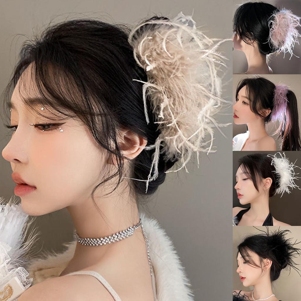 1920s Hair Clip Large Hair Claw Clip Fashion Hair Adornment Holder Feather Barrettes Hair Styling Tool Ornaments