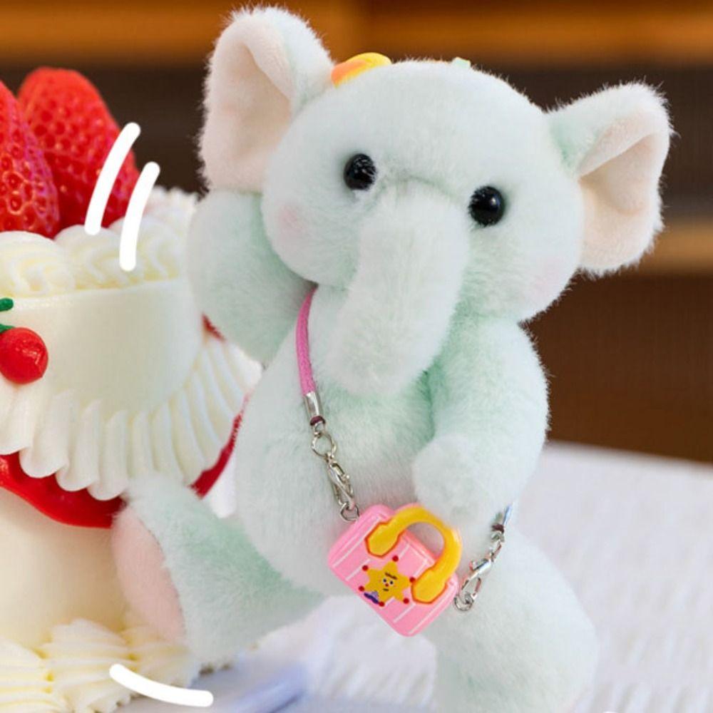 Cartoon Elephant Backpack Pendant With shoulder bag Lovely Elephant Plush Toy 15cm Cute Elephant Plush KeyChain