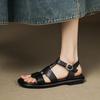 Летние женские сандалии на плоской подошве большого размера в корейском стиле, однотонные сандалии с широкими ремешками, с круглым носком, резиновая мягкая подошва, пустые новые женские туфли