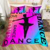 Girls Ballet Bedding SetDancing Ballerina Duvet Cover Blue Purple Gradient Comforter Cover Ballerina Silhouette Quilt Cover