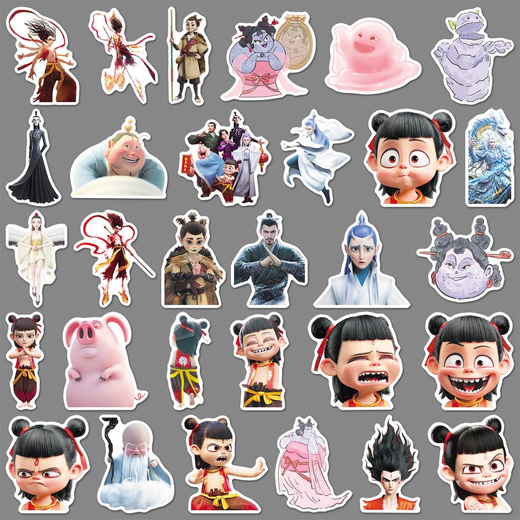 60 Наклеек Граффити Нечжа Персонализированные Мультяшные Горячие Китайские Комиксы Декоративный Набор Наклейки для Чемодана Чехла для Мобильного Телефона Компьютера