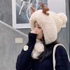 Fluffy Plush Antler Hat Winter Cycling Hat New Velvet Bucket Hat Women