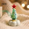 Crystal Tree with Star Topper Handmade Glass Christmas Ornament Top And Colorful Bead Details, Decorative Tabletop Trees Desktop Rotating Figurine for