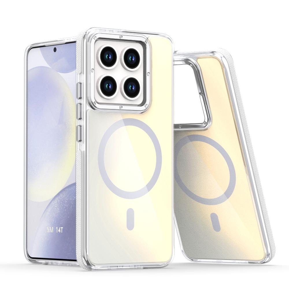 Luxury Metal Lens for MagSafe Magnetic Phone Case For Redmi 14 13 Pro For 14T Wireless Charging Discolour Cover