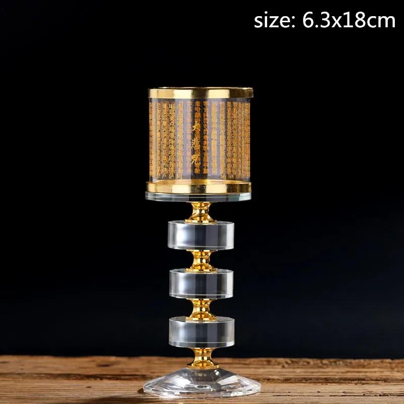 Buddhist Supplies Crystal Candle Holder Ornaments Windproof Lampshade Buddha Hall for The Buddha Candle Holders Decoration