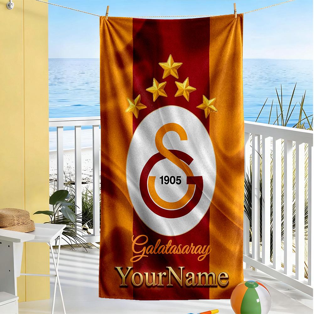 Galatasaray Customized Name Beach Towel Super Soft Absorbent Perfect For Traveling Yoga Camping And Swimming