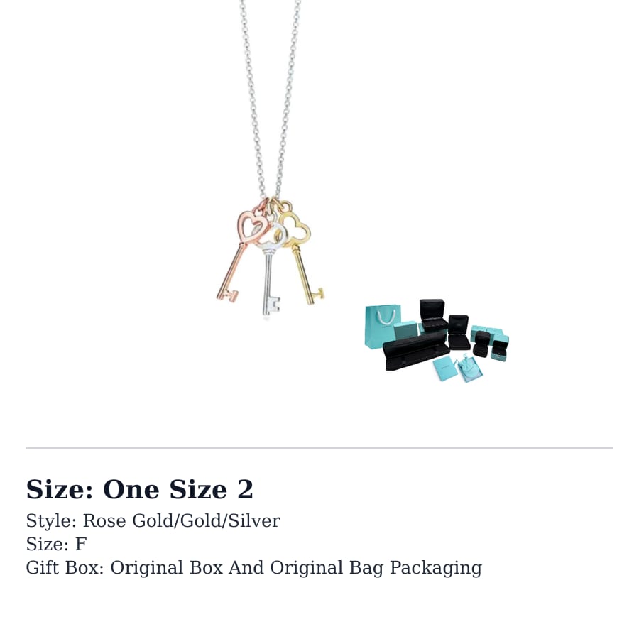 TIFFANY & CO. Keys 18K Gold With 925 Sterling Silver Necklaces Unisex Rose Gold/Gold/Silver 28277388