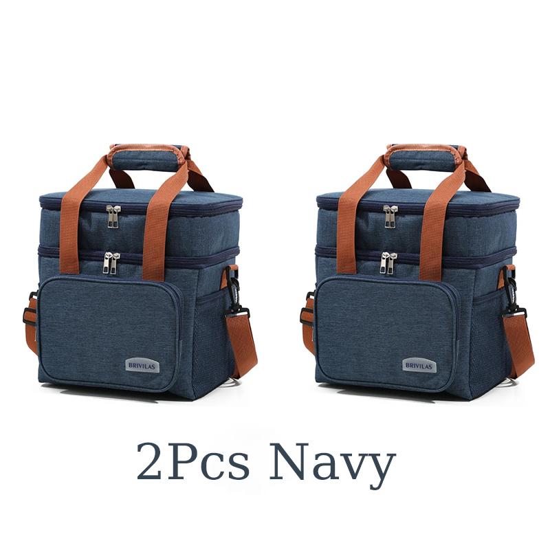 Сумка для пикника большой вместимости с термоизоляцией, двухслойная сумка для хранения на плечо с ручкой, водонепроницаемая Оксфордская сумка для ланча, пакет со льдом