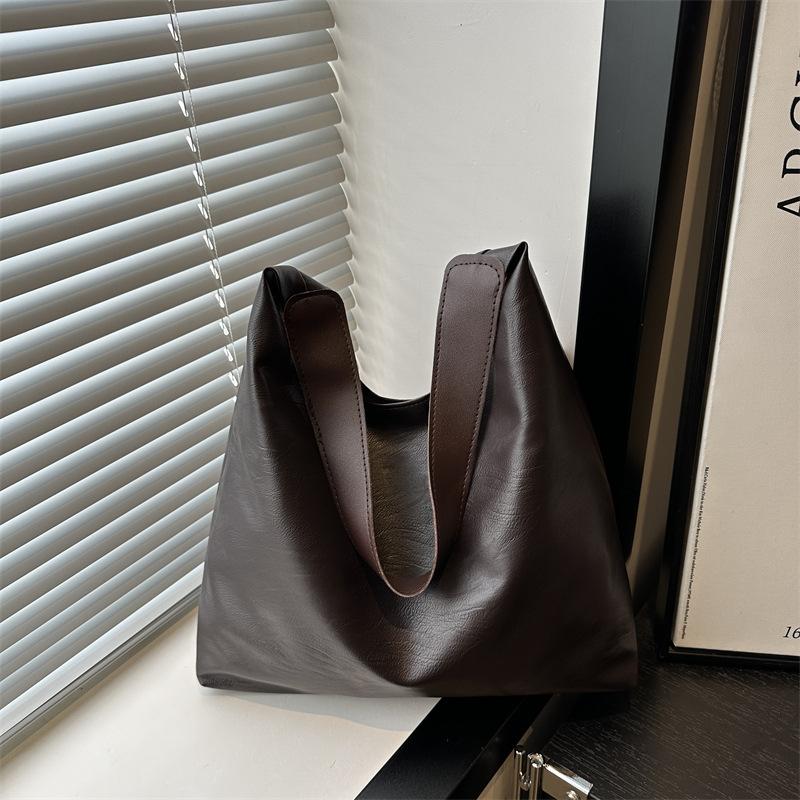 Sensation Bag Commuter Tote Bag Women's New Trendy Solid Color Texture Shoulder Bag Popular Underarm Bag