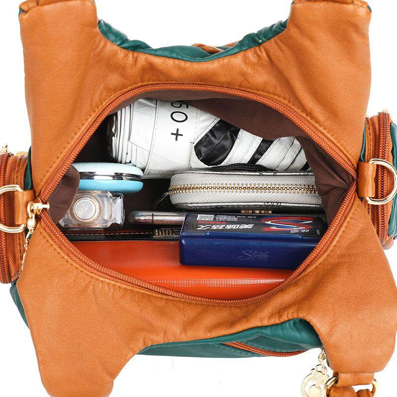 Bag Female Fashion Soft Leather Single Shoulder Crossbody Bag Large Capacity Bag Retro Leisure Bag