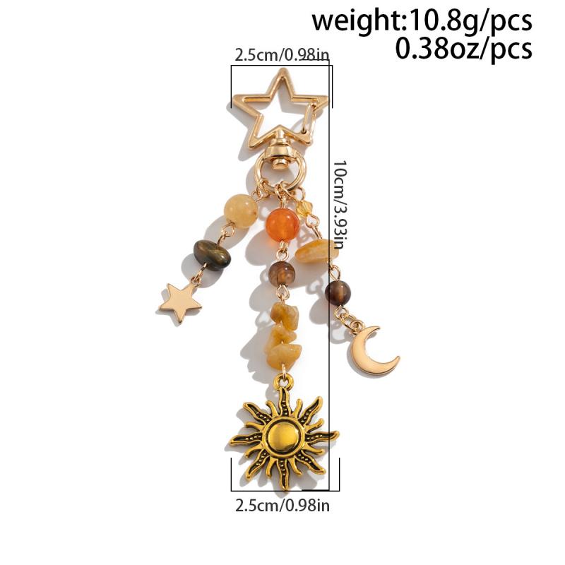Y2K Изысканные Стильные Брелоки Звезды Солнце Луна для Женщин Стеклянные Бусины Камни Сумки Брелоки Аксессуары Парные Брелоки Ювелирные Изделия