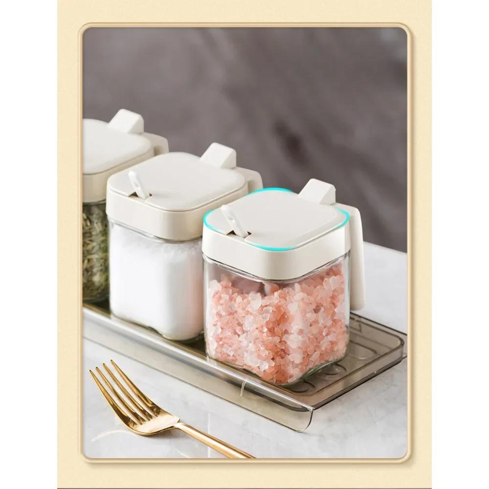 Household Moisture-proof Seasoning Combination Set Glass Pot Kitchen MSG Chicken Sealed Seasoning Box