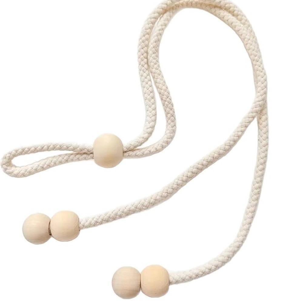 2pcs Adjustable Length Curtain Tiebacks Durable Beads Wooden Curtain Holders Bedroom Decor