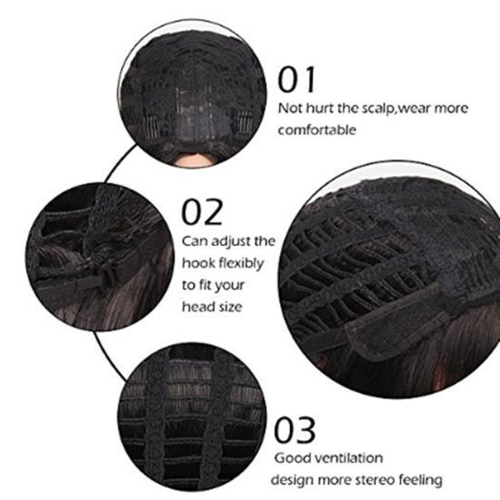 Women Ladies Wave Curly Hair Wig Hairpiece Net Party Brown Rose Banquet Headgear