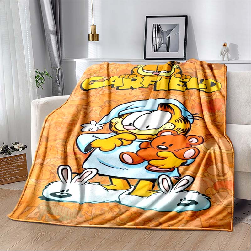 Cartoon Cute Yellow Cat G-Garfield Anime Blanket Flannel Extra Large Warm Soft Sofa Bed Bedroom Portable Blanket Bed Cover Gift