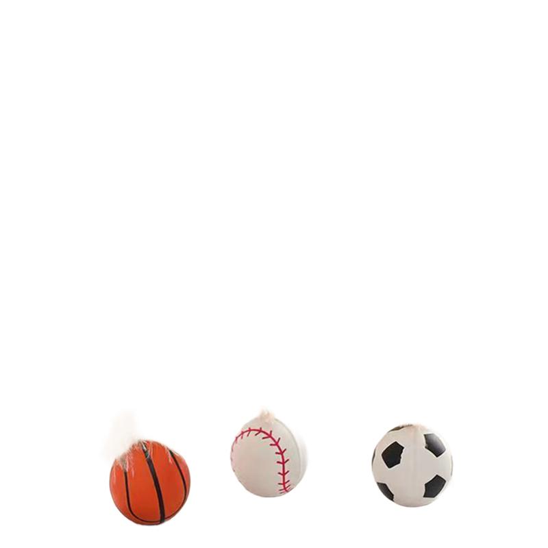 Basketball Pattern Feather Cat Toy Interactive Bouncy Ball Teaser